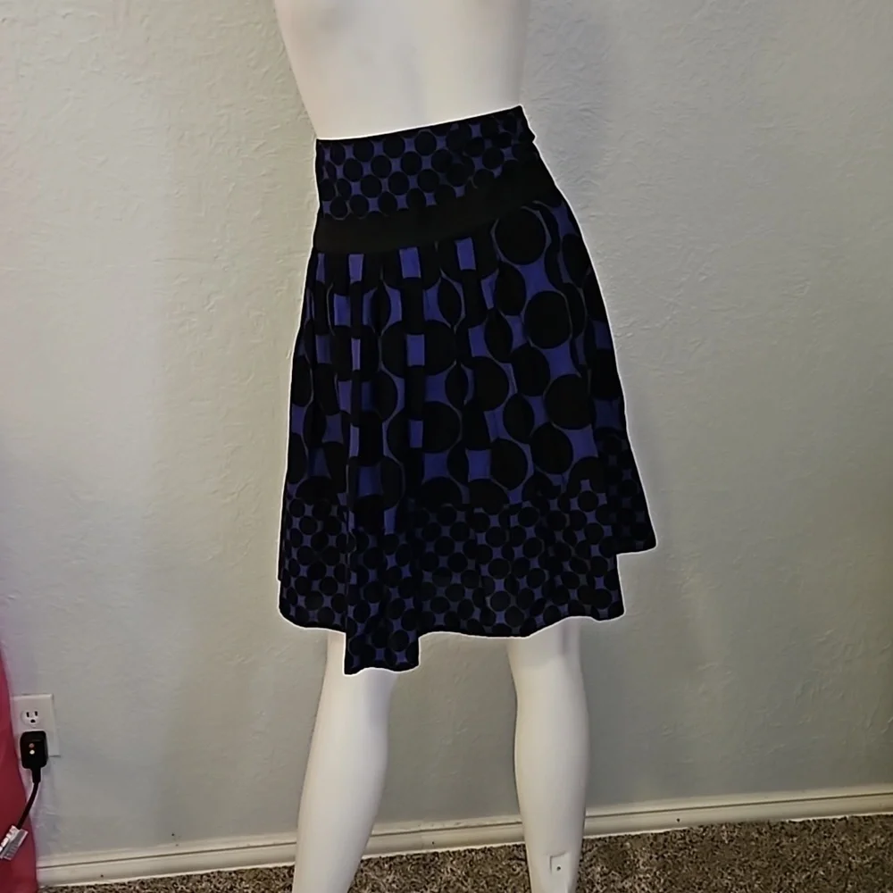 VTG CATO 1990s Purple and Black Polka Dot Pleated Circle Skirt